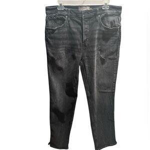 Hudson Reese Onyx Jeans Men’s Size 34 Black Coated Slim Fit Stretch Denim